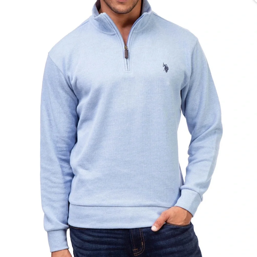 U.S. Polo Assn. blue 1/4 zip pullover sweater NWT Size XL - Picture 1 of 11